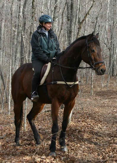 Knight Villain and Elizabeth enjoying a trail ride. December 31, 2005 