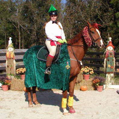 Honor and Valor came dressed as the Cowardly Lion from the Wizard of Oz. He was ridden by his "munchkin" mom.
