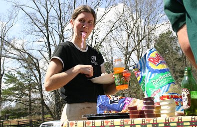 Marie enjoys our picnic after weeks of preparation.
