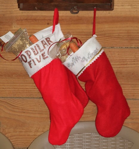 The horses stockings were hung by the wash rack with care . . .