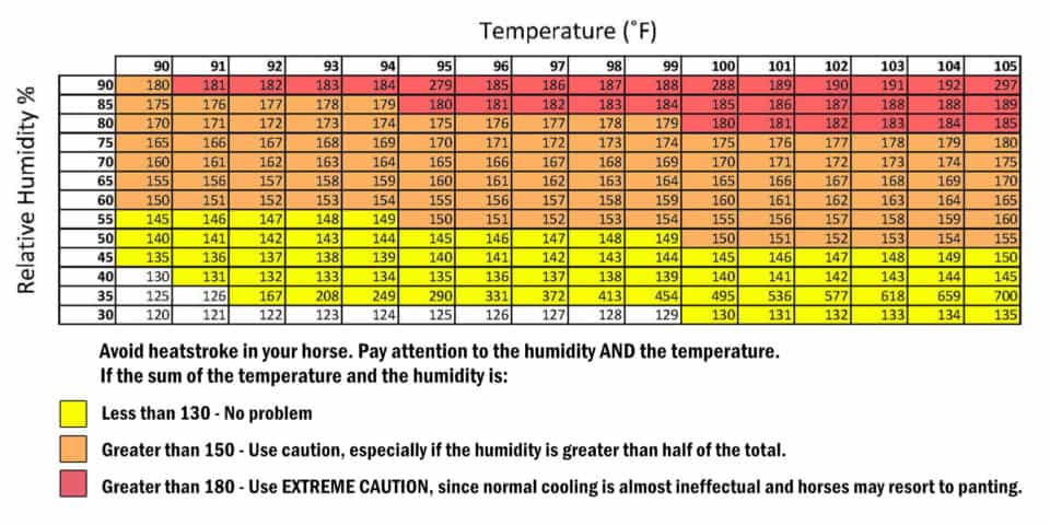 Avoid Heatstroke in Horses with this Heat & Humidity Chart