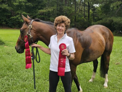 Forrest Cat and his mom Anne Converse at their first horses show.